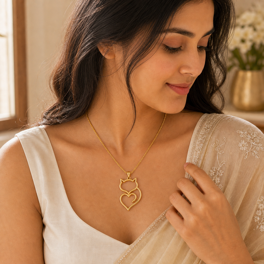 Aurgat Cat's Heart 18K Gold Plated Pendant