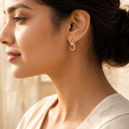 Aurgat Rose Gold Hook Studs Earrings