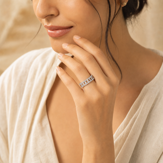 Aurgat Zirconia Sterling Silver Band Ring - image 2