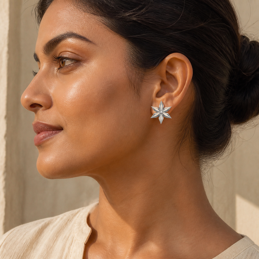 Aurgat Dazzling Stars Sterling Silver Earrings