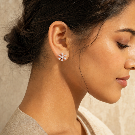 Aurgat Rose Gold Flower Earrings