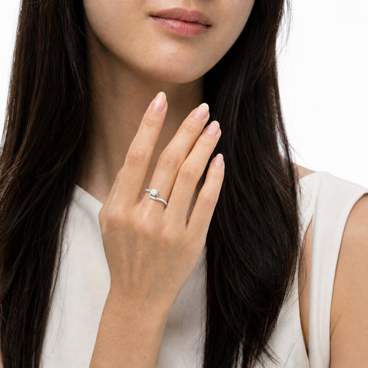 Aurgat Solitaire Sterling Silver Adjustable Ring