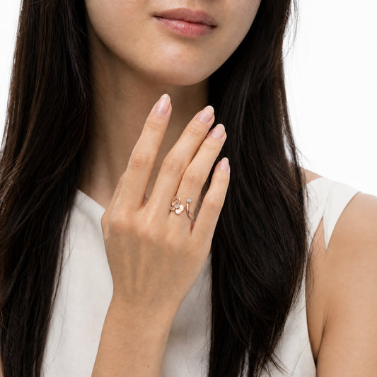 Aurgat Rose Gold Butterfly Adjustable Ring