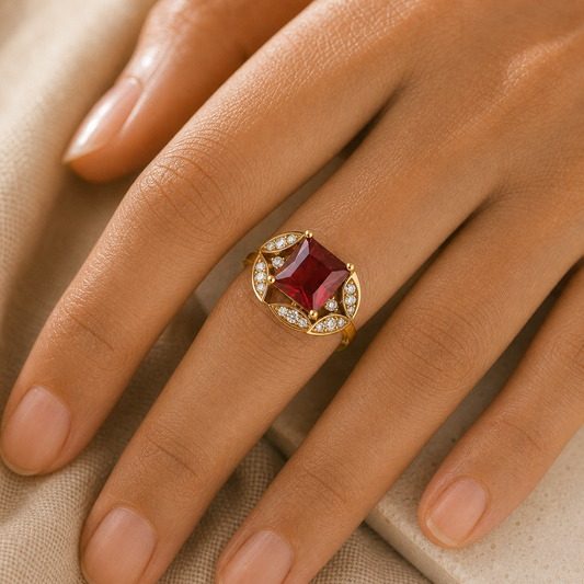 Aurgat Majestic 18K Gold Plated Adjustable Ring - image 3
