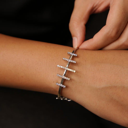 Aurgat Sterling Silver Zirconia Bangle Bracelet