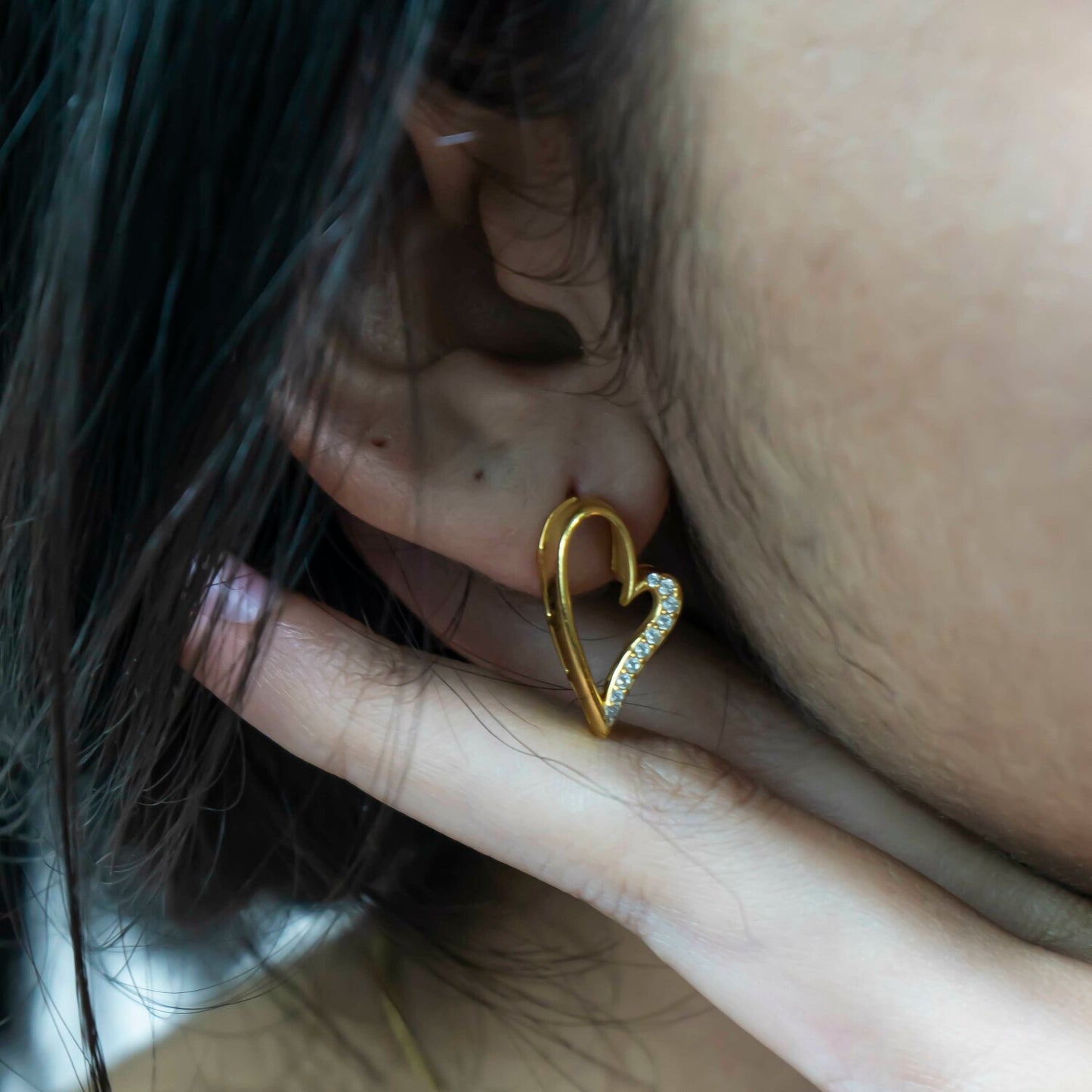 Aurgat Artistic Heart 18K Gold Plated Earrings