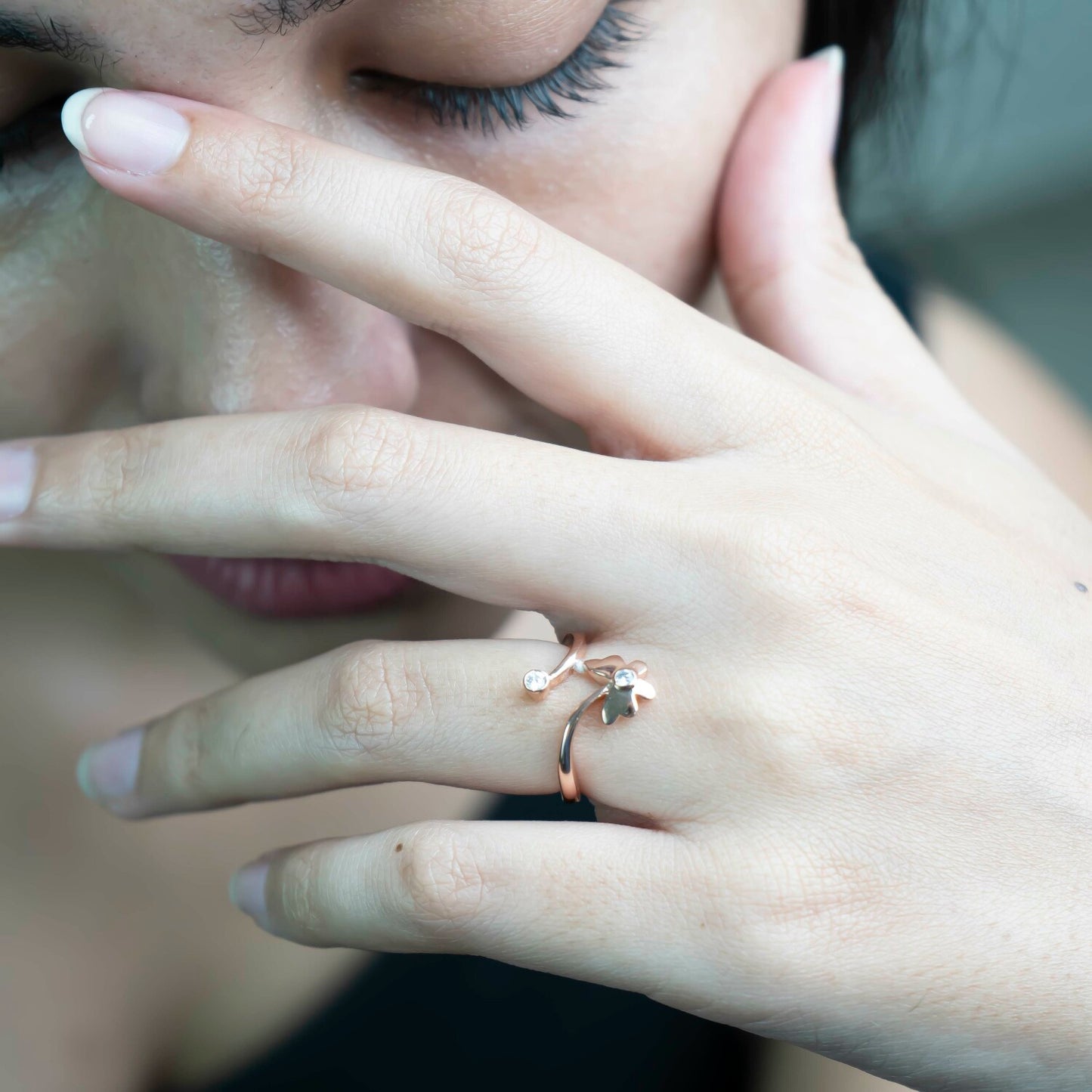 Aurgat Rose Gold Butterfly Adjustable Ring
