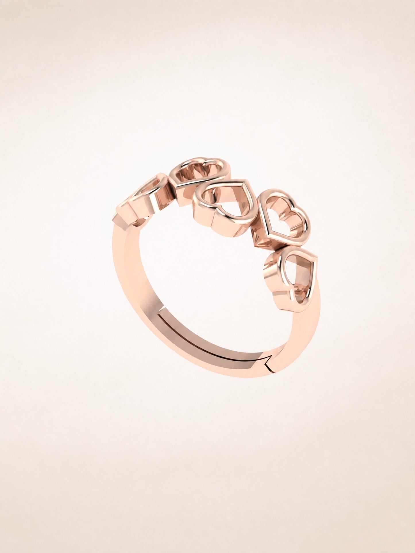 Aurgat Connecting Hearts Rose Gold Adjustable Ring