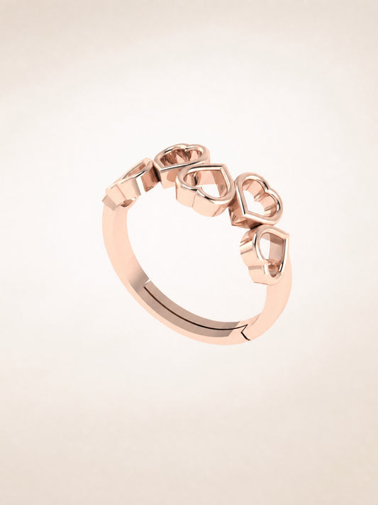 Aurgat Connecting Hearts Rose Gold Adjustable Ring