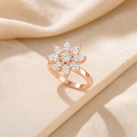 Aurgat Parijat Flower Rose Gold Adjustable Ring - image 1