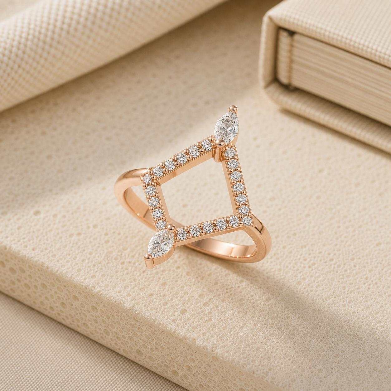 Aurgat Symmetrical High Rated Zirconia Rose Gold Adjustable RIng - image 1