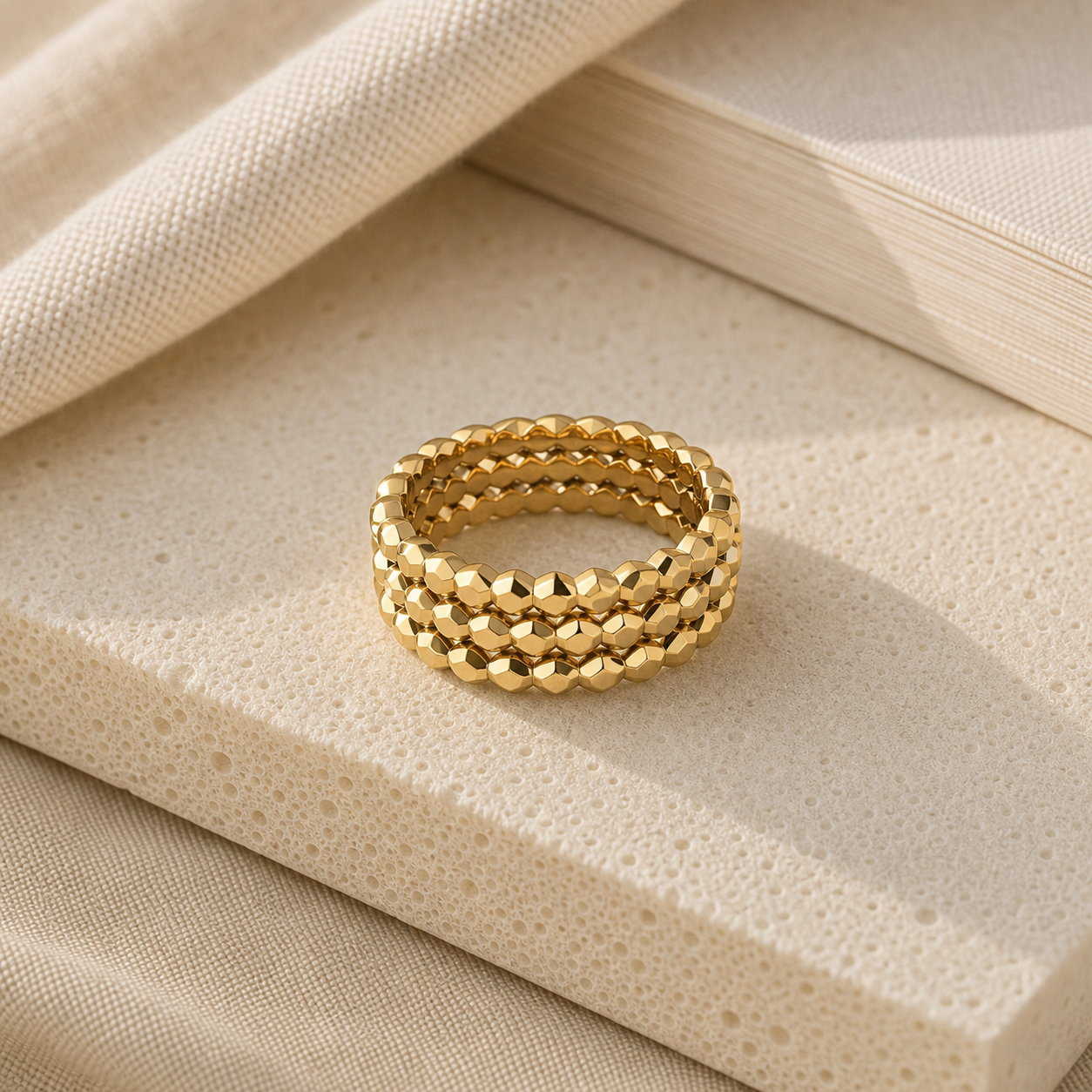 Aurgat Hexagonal Blocks 18K Gold Plated Band Ring - image 1