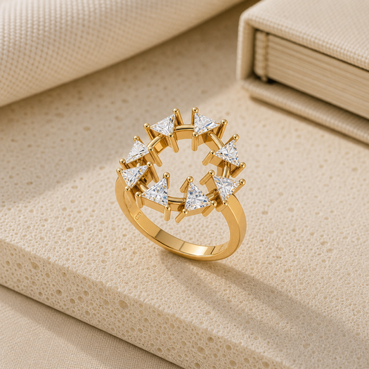 Aurgat Apex 18K Gold Plated Adjustable Ring With Zirconia - image 1