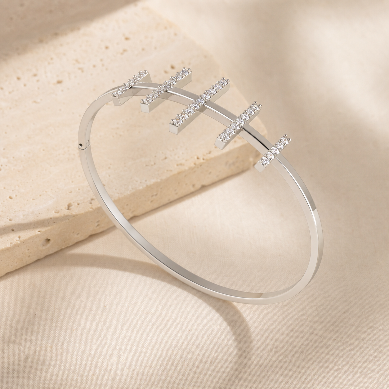 Aurgat Sterling Silver Zirconia Bangle Bracelet