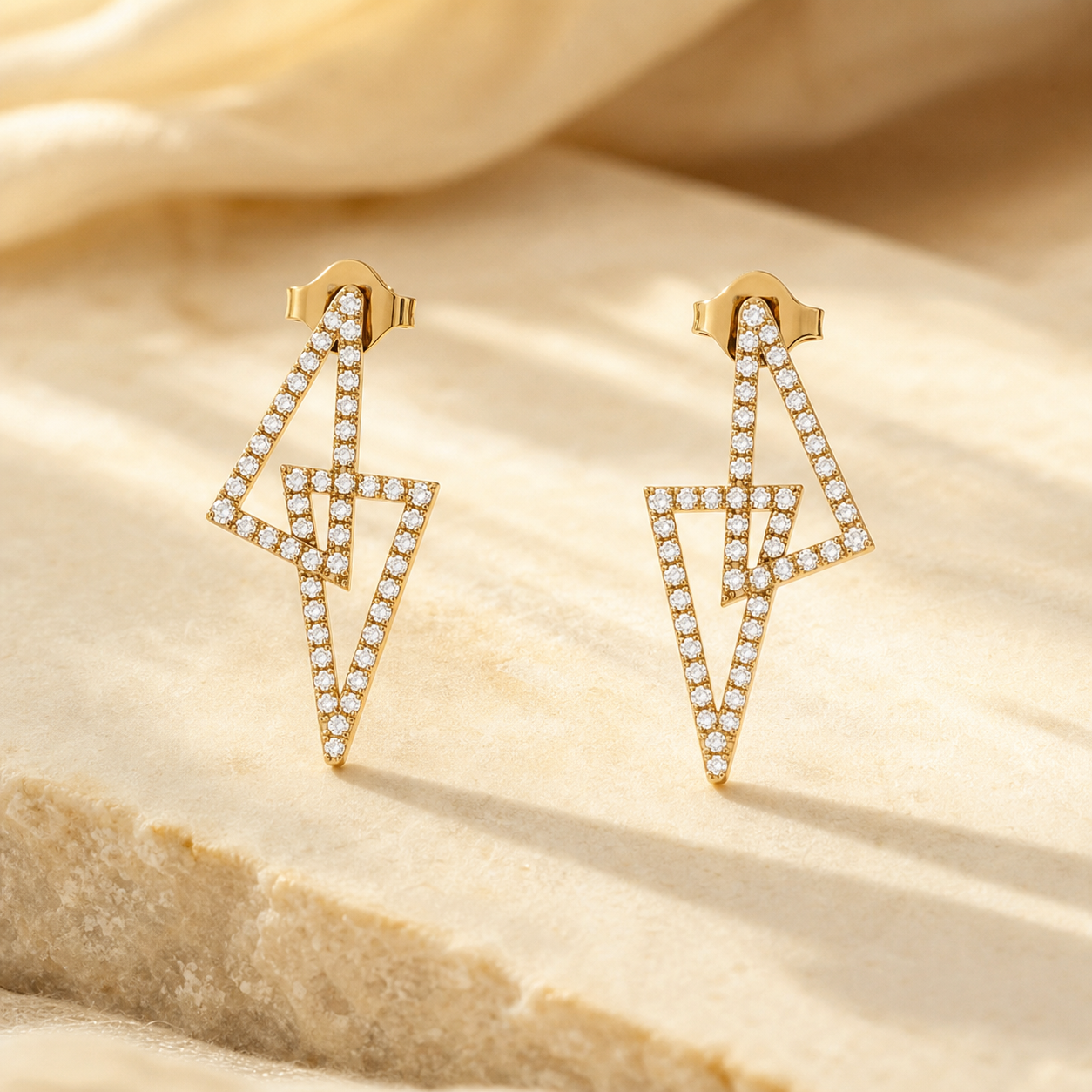 Aurgat Lightning 18K Gold Plated Earrings