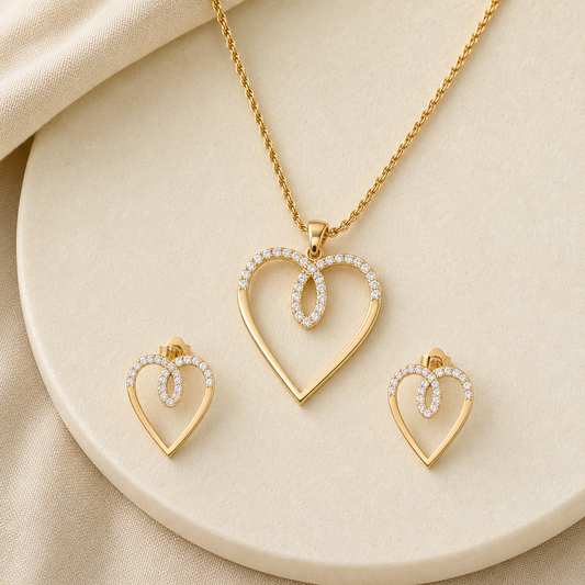 Aurgat Heart of Gold 18K Gold Plated Pendant Set - image 1