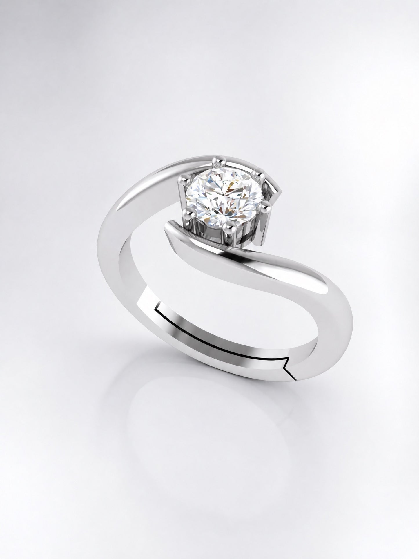 Aurgat Solitaire Sterling Silver Adjustable Ring