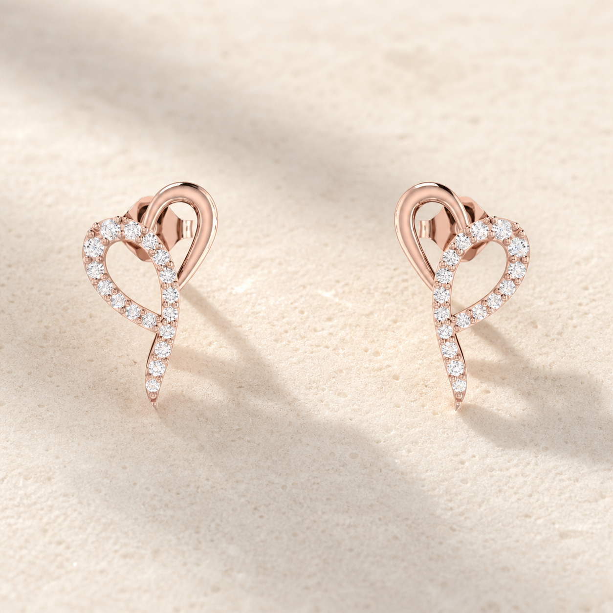 Aurgat Nobel Heart Rose Gold Earrings