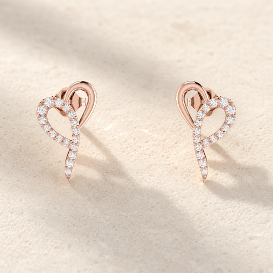 Aurgat Nobel Heart Rose Gold Earrings