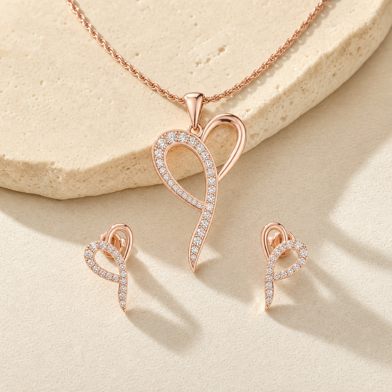 Aurgat Nobel heart Rose Gold Pendant Set - image 1