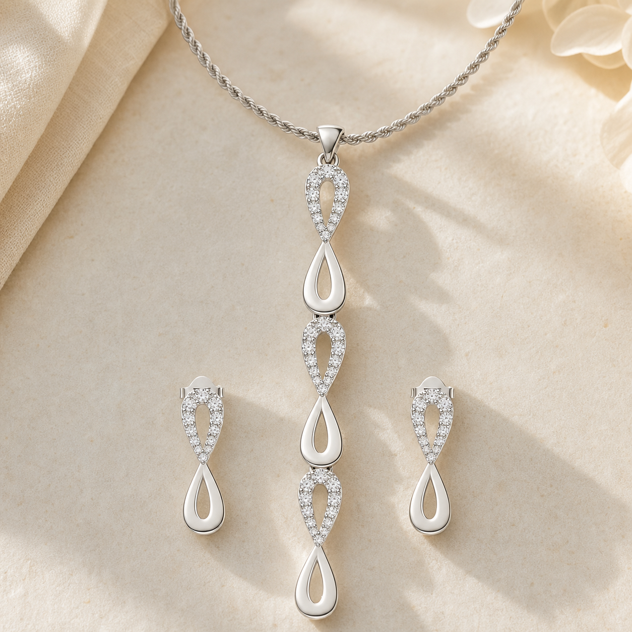 Aurgat Infinity Sterling Silver Pendant Set - image 1
