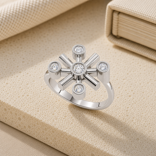 Aurgat Clear Zirconia Cross Sterling Silver Adjustable Ring - image 1