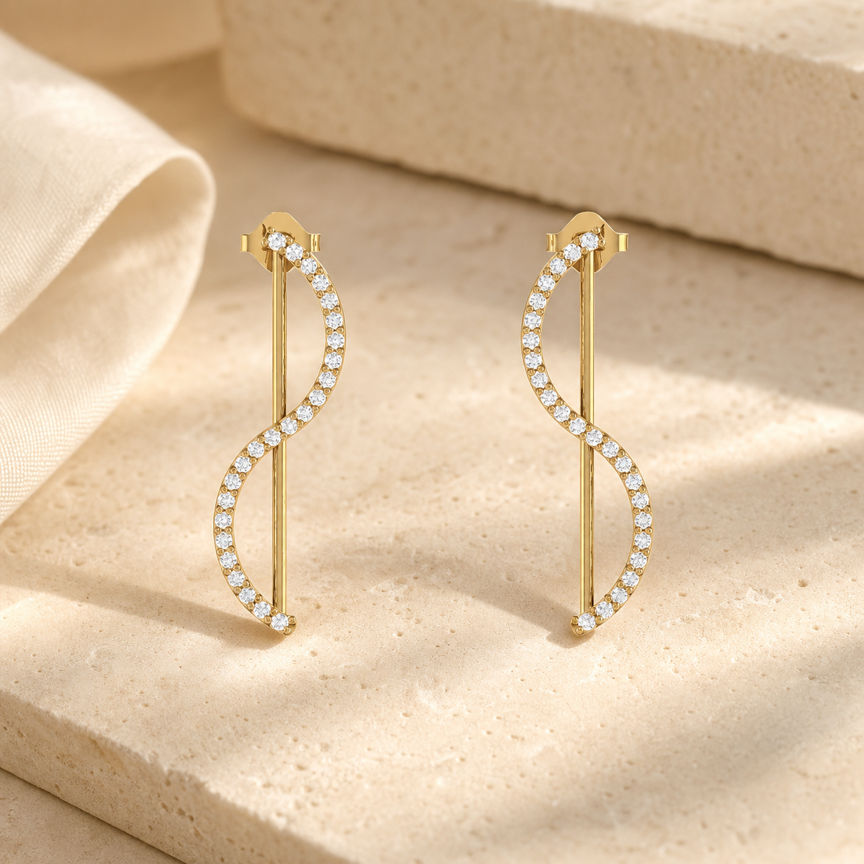 Aurgat Curvy Drop 18K Gold Plated Earrings