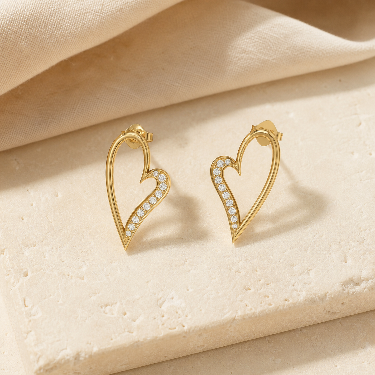 Aurgat Artistic Heart 18K Gold Plated Earrings
