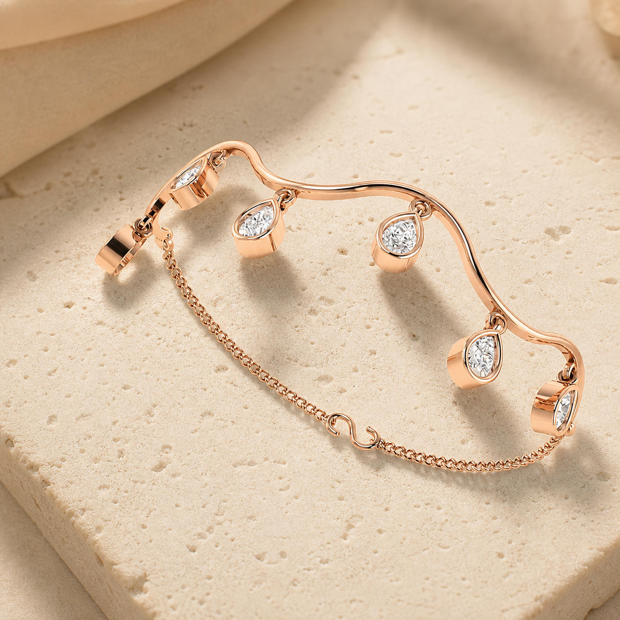 Aurgat Charming Rose Gold Half Cuff Bracelet