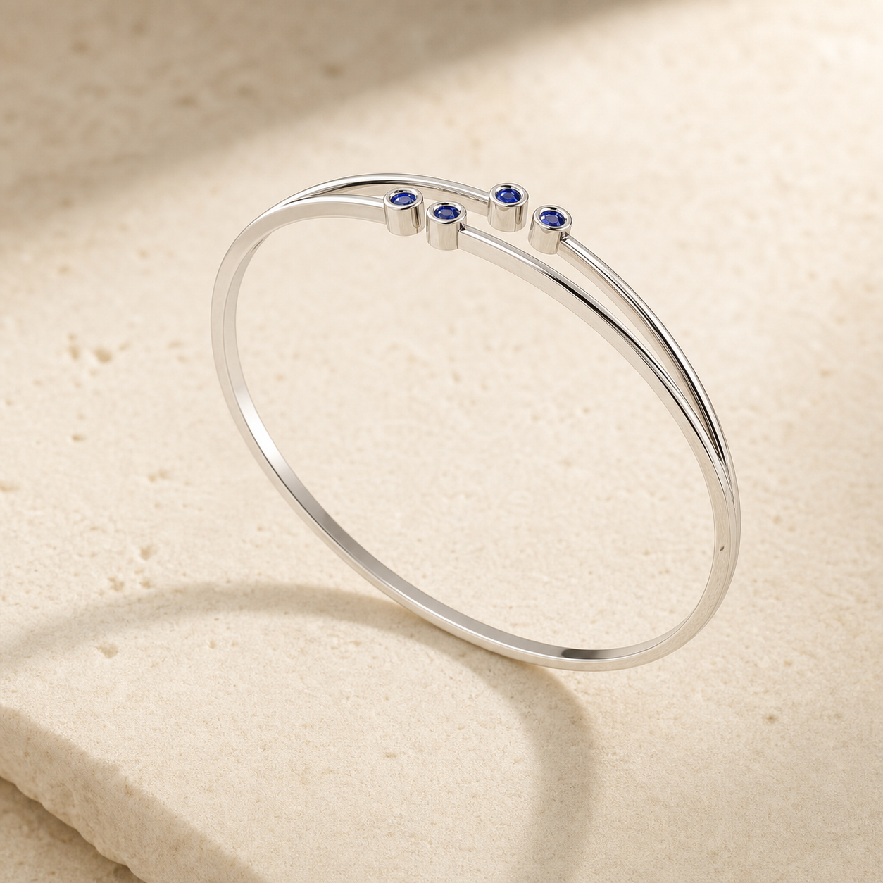 Aurgat Sterling Silver Cuff Bracelet With Bluestones