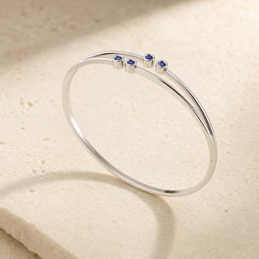 Aurgat Sterling Silver Cuff Bracelet With Bluestones