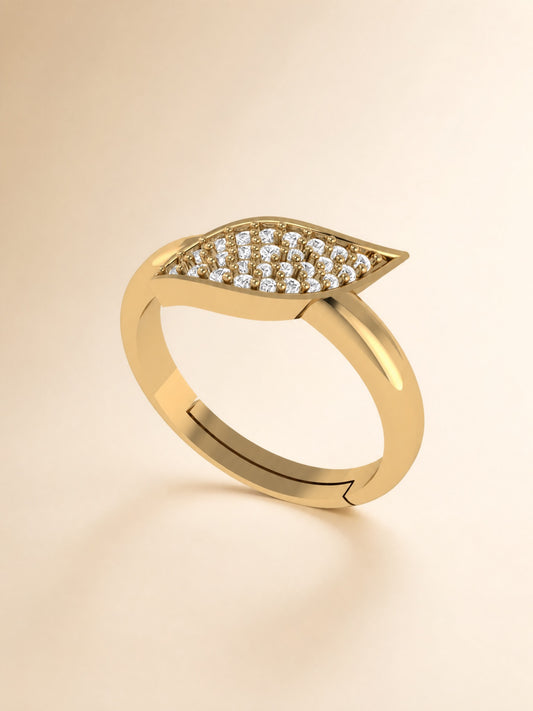 Aurgat High Rated Zirconia Efoortless 18k Gold Plated Adjustable Ring