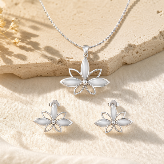 Aurgat Petals Fly Sterling Silver Pendant Set - image 1