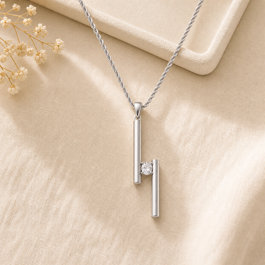 Aurgat Connected Solitaire Sterling Silver Pendant