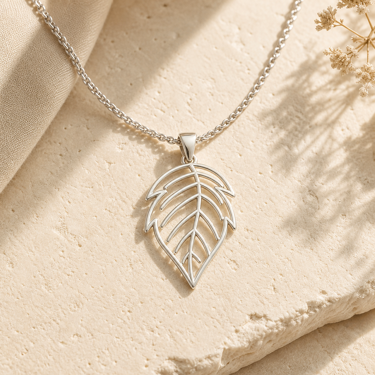 Aurgat Viburnum Leaf Drop Sterling Silver Pendant