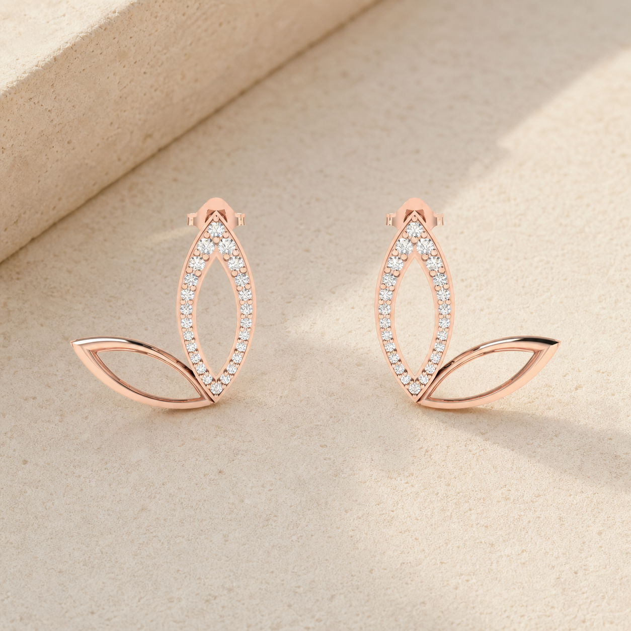 Aurgat Queenly Tea Leaf Drop Rose Gold Earrings