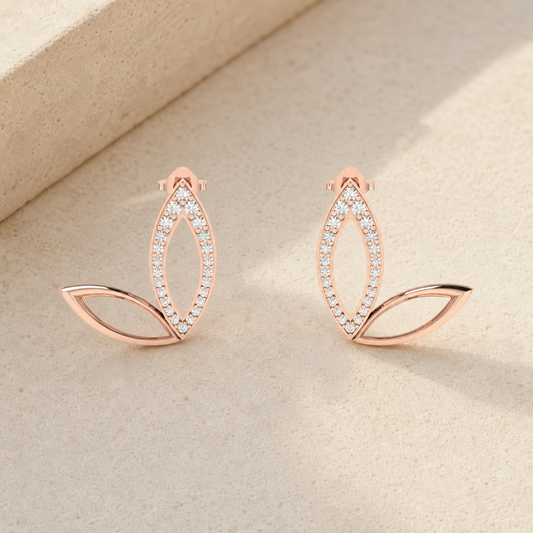 Aurgat Queenly Tea Leaf Drop Rose Gold Earrings