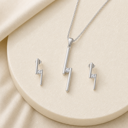 Aurgat Connected Solitaire Pendant Set - image 1
