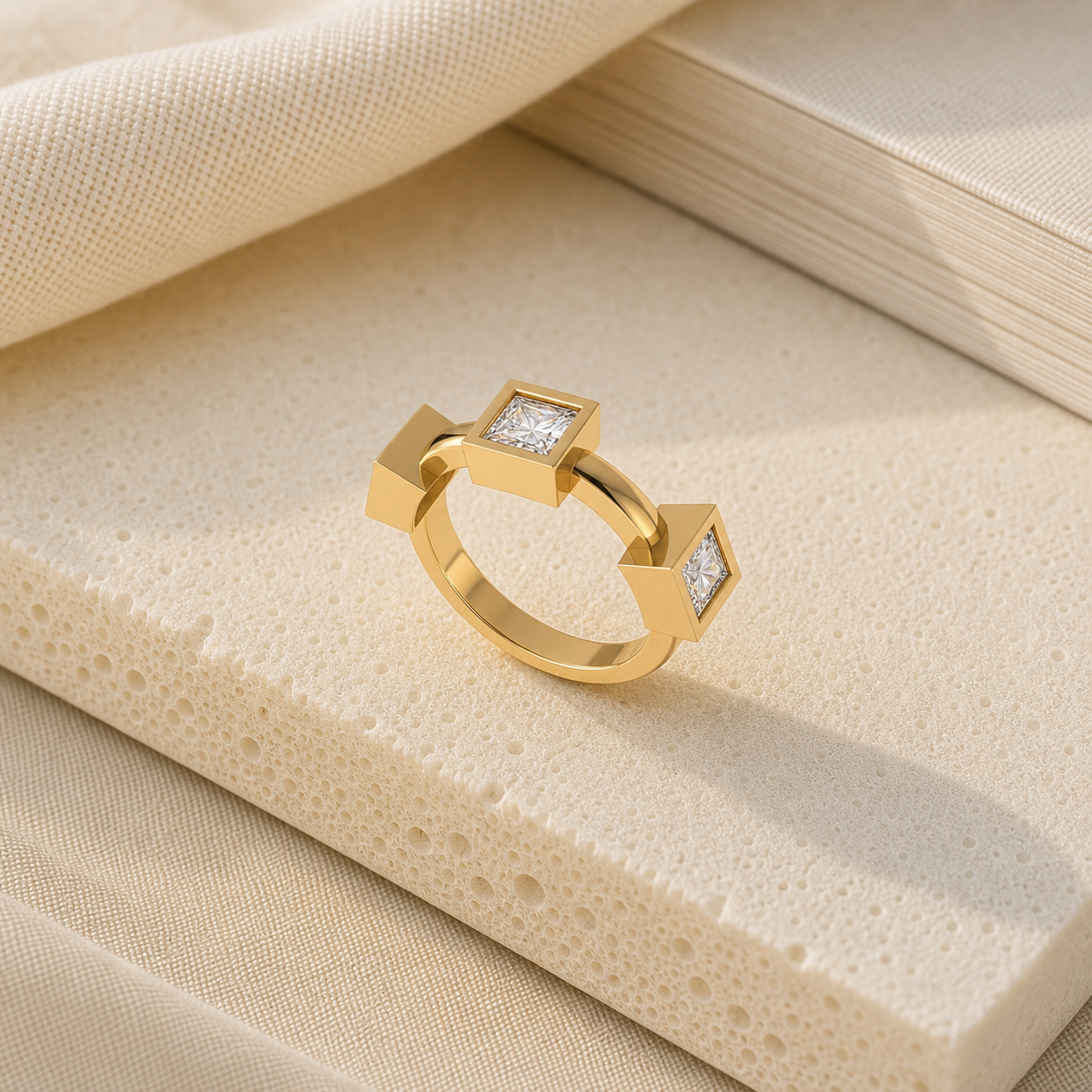 Aurgat Homestyled 18K Gold Plated Adjustable ring With Square Zirconia - image 1