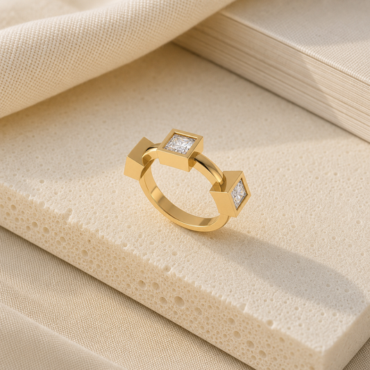 Aurgat Homestyled 18K Gold Plated Adjustable ring With Square Zirconia - image 1
