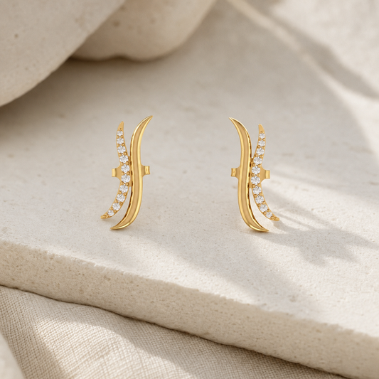 Aurgat Zirconia Abstract 18K Gold Plated Earrings