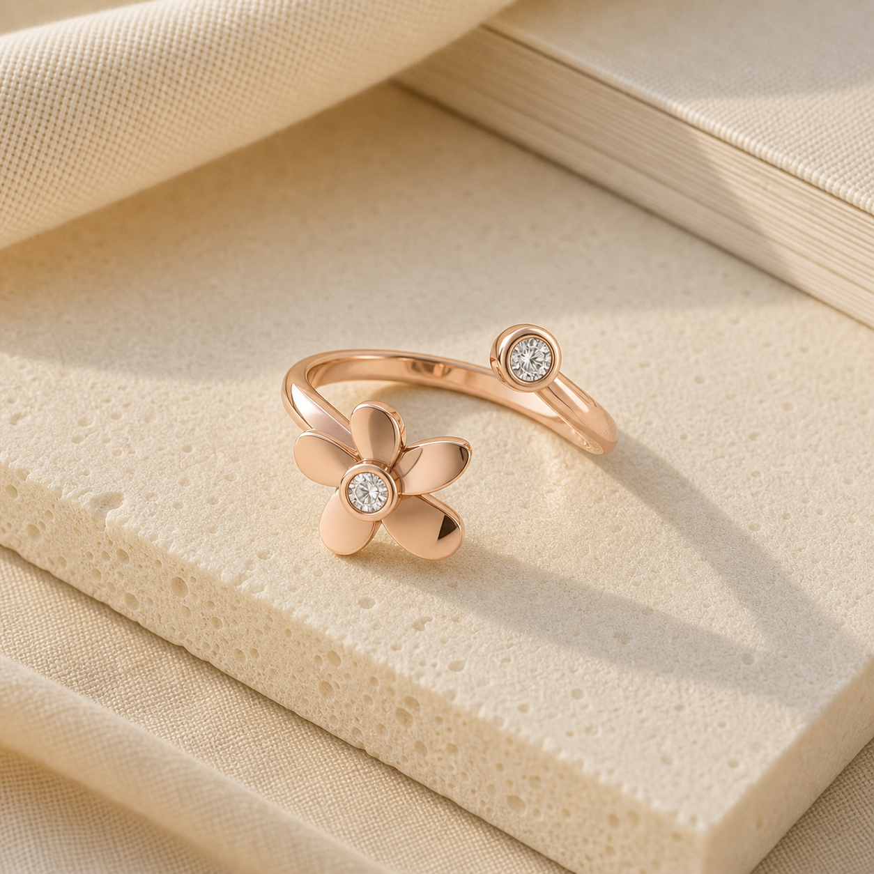 Aurgat Rose Gold Butterfly Adjustable Ring - image 1