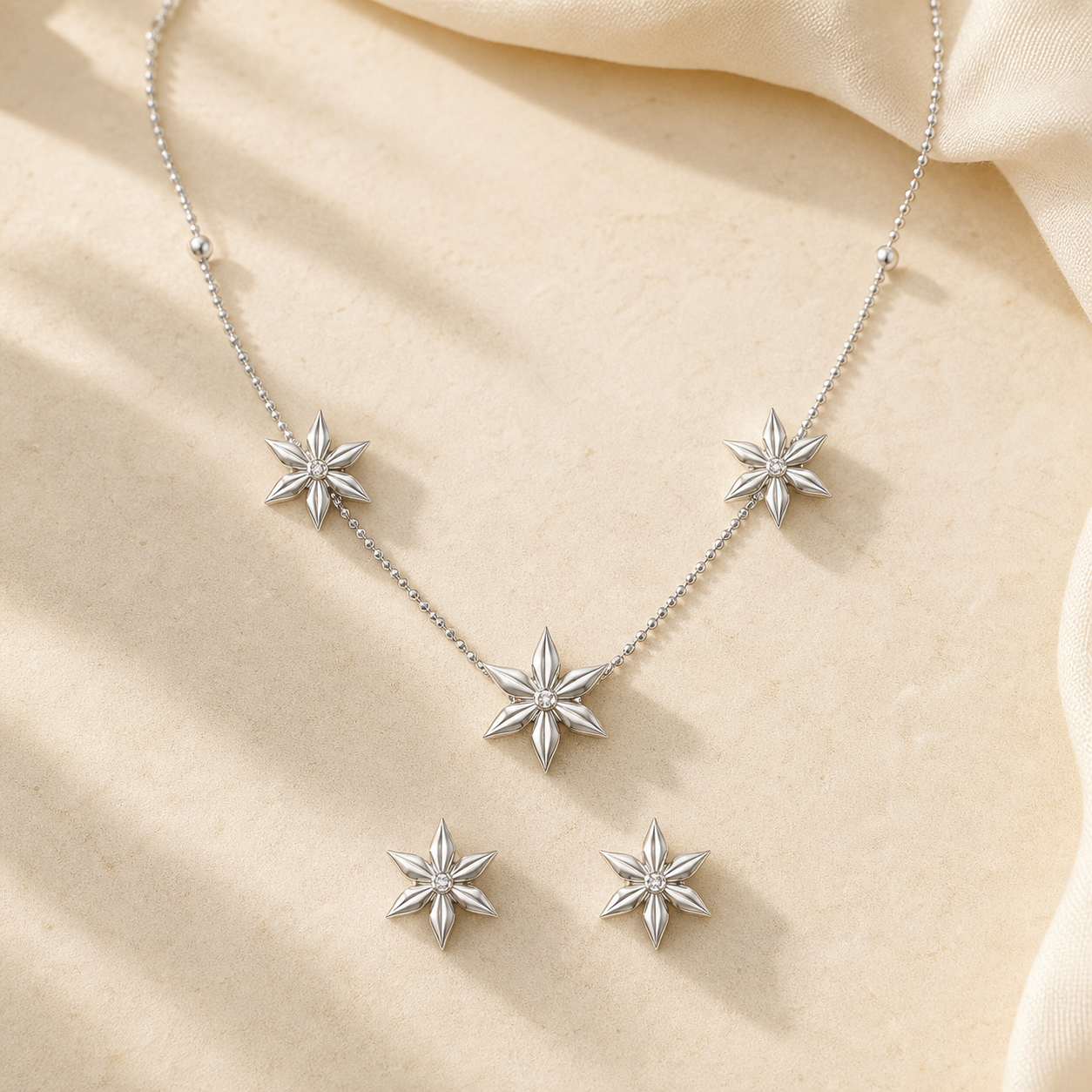 Aurgat Dazzling Stars Sterling Silver Pendant Set - image 1