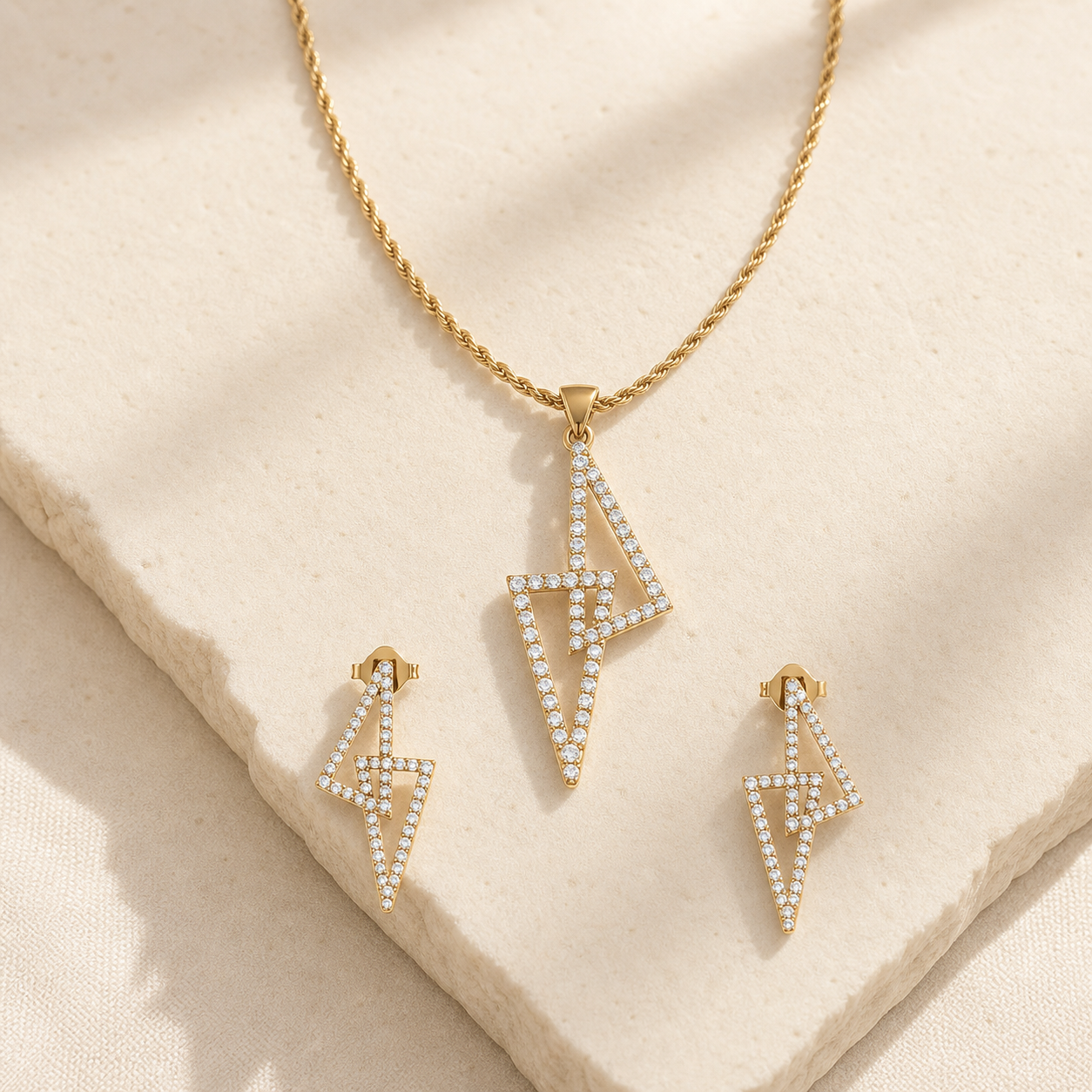 Aurgat Lightning 18K Gold Plated Pendant Set - image 1