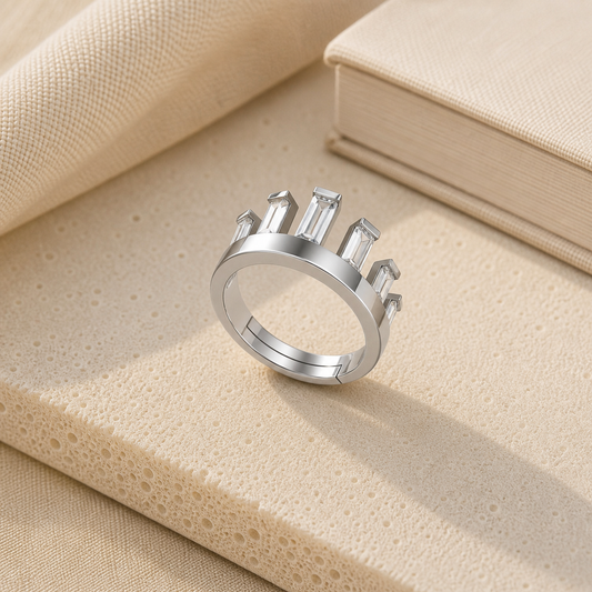Aurgat Princess Crown Adjustable Ring With Zirconia - image 1