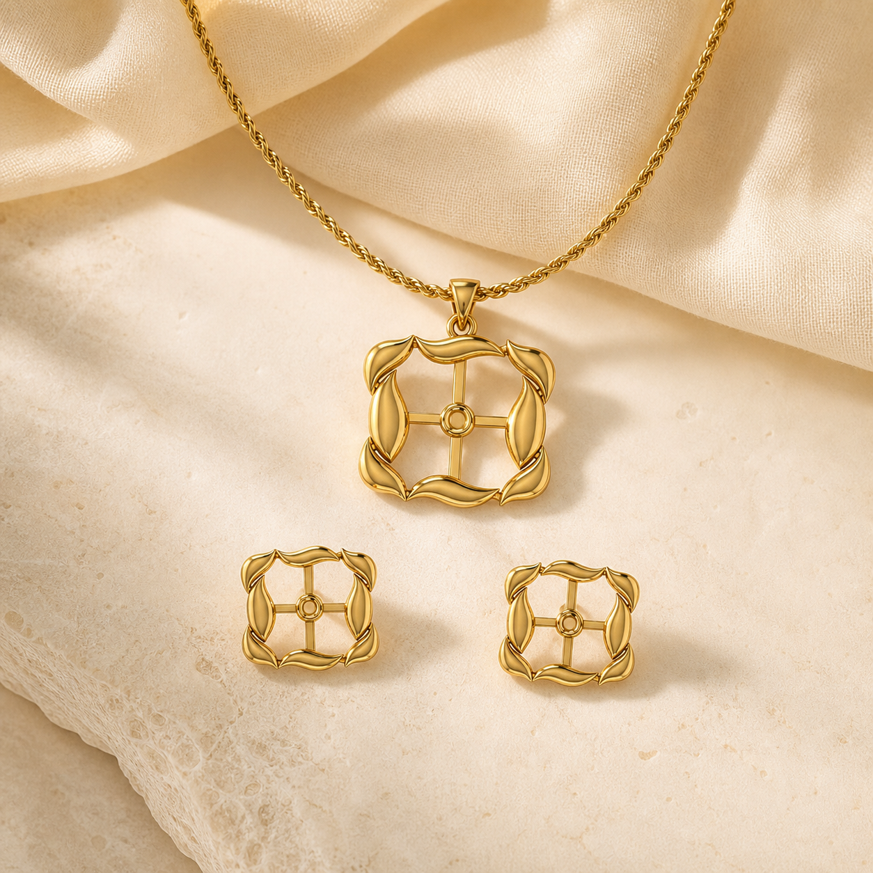 Aurgat Window of Wisdom 18K Gold Plated Pendant Set - image 1