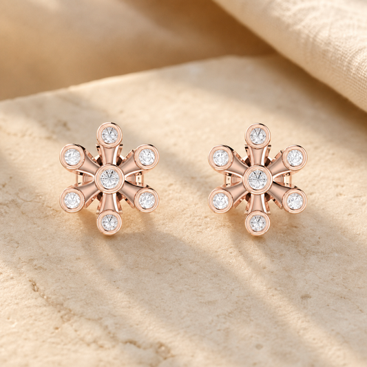 Aurgat Rose Gold Flower Earrings