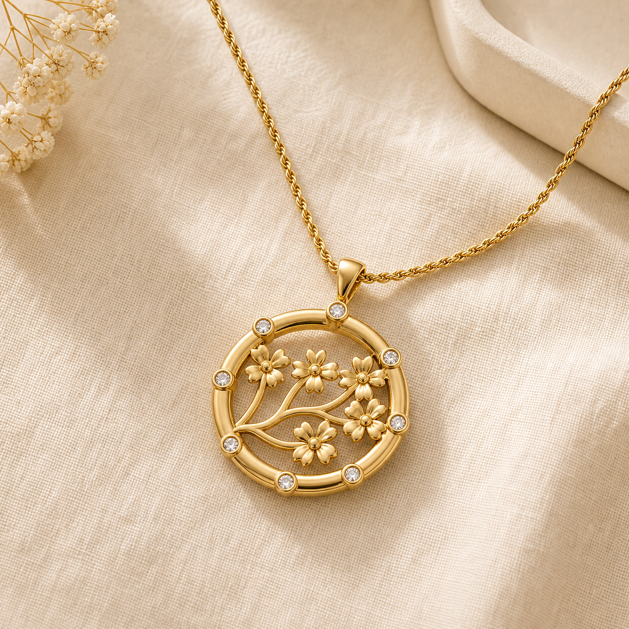 Aurgat Sacred Petals 18K Gold Plated Pendant