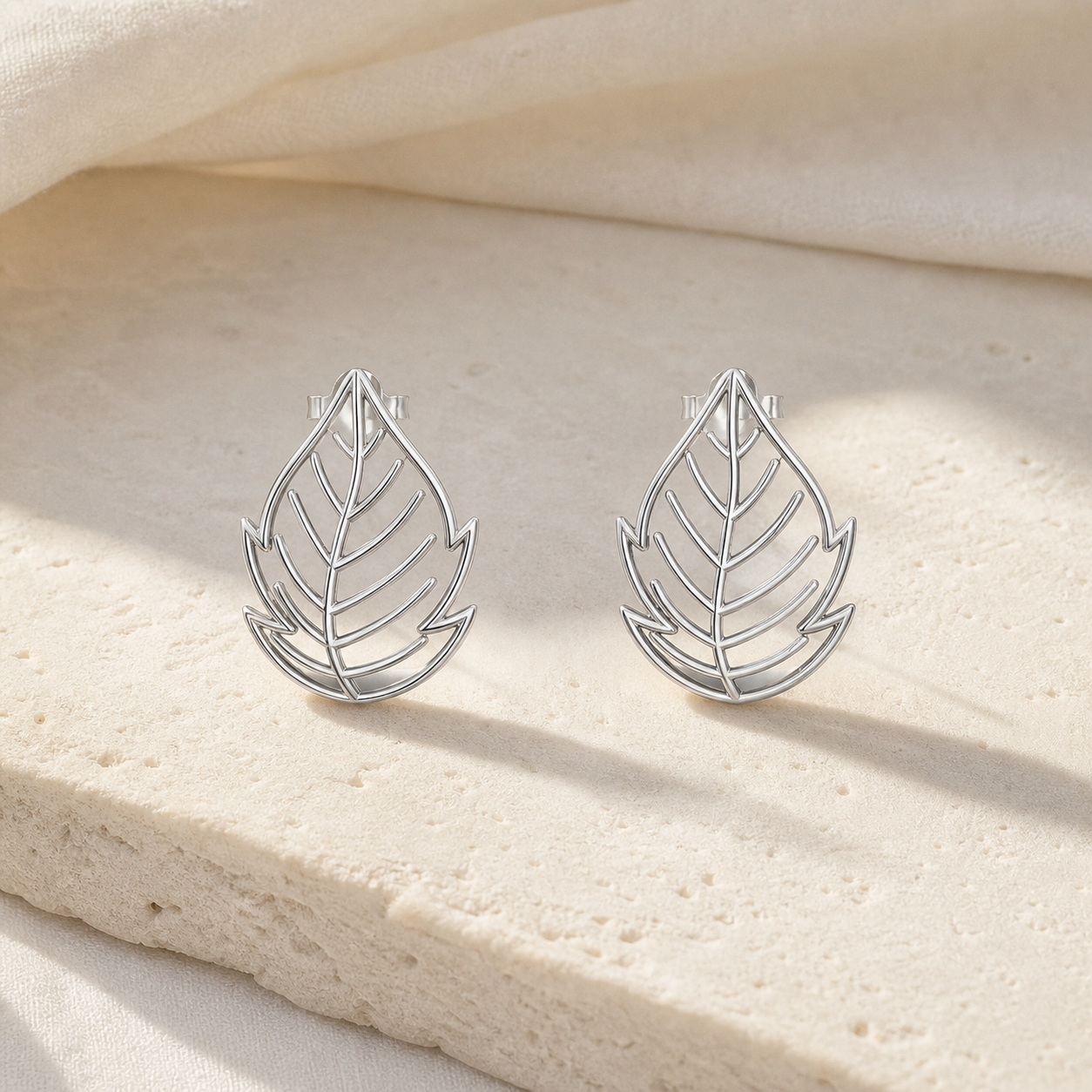 Aurgat Viburnum Leaf Drop Sterling Silver Earrings