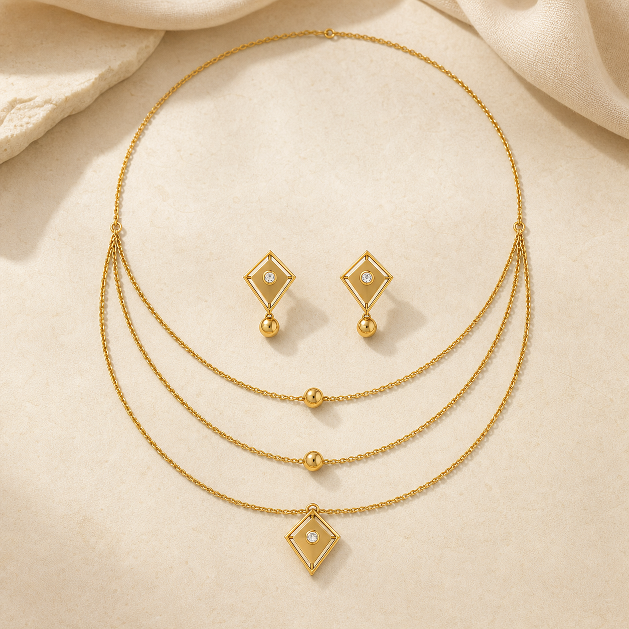 Aurgat Treasured 18K Gold Plated Necklace Set - image 1